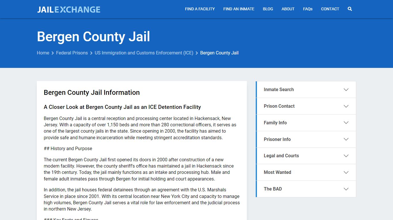 Federal Inmate Search - Bergen County Jail - Jail Exchange